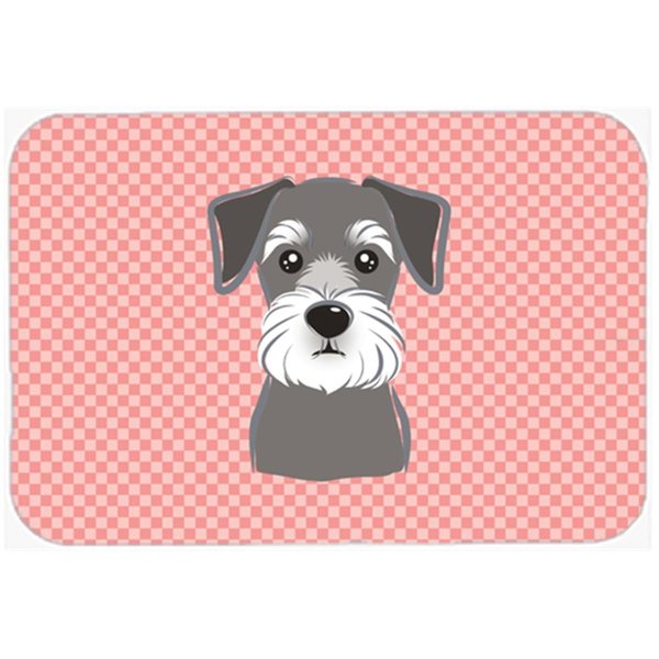 Skilledpower Checkerboard Pink Schnauzer Mouse Pad&#44; Hot Pad Or Trivet&#44; 7.75 x 9.25 In. SK55497